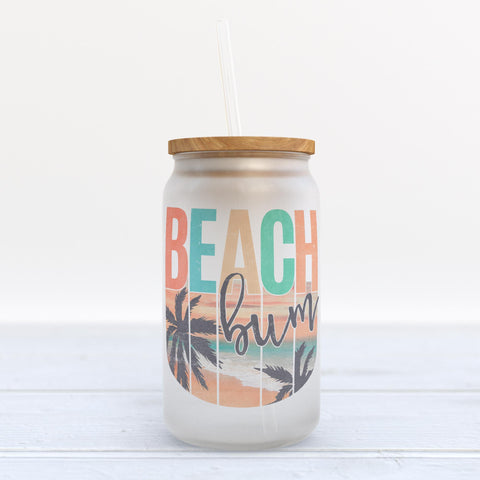 Beach Bum Frosted Glass Can Tumbler