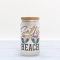 Salty Beach Frosted Glass Can Tumbler