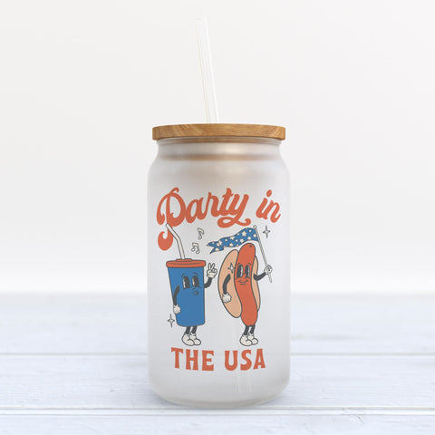 Party in the USA Frosted Glass Can Tumbler