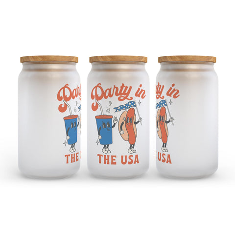 Party in the USA Frosted Glass Can Tumbler