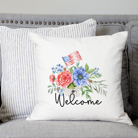 Patriotic Floral Personalized Pillow Cover