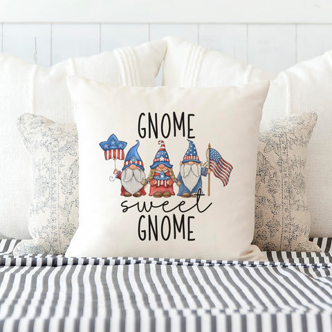 Gnome Sweet Gnome Patriotic Pillow Cover