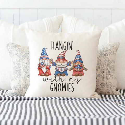 Hanging With My Gnomies Patriotic Pillow Cover