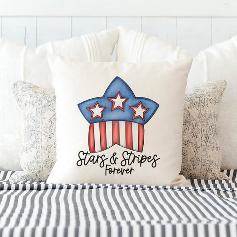 Stars and Stripes Forever Patriotic Pillow Cover