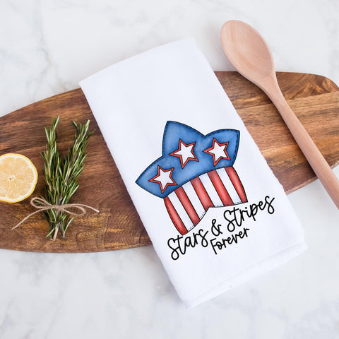 Stars and Stripes Forever Patriotic Tea Towel