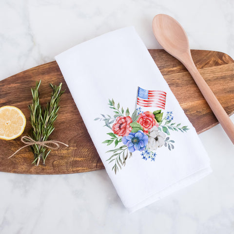 Floral Patriotic Tea Towel