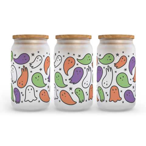Halloween Ghosts Frosted Glass Can Tumbler