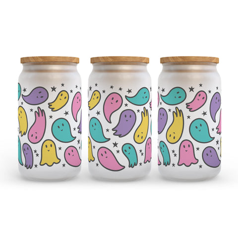 Halloween Ghosts Frosted Glass Can Tumbler