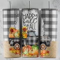Happy Fall Y'all Pumpkins and Sunflowers Insulated Skinny Tumbler