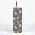 Fall Pumpkins and Leaves Insulated Skinny Tumbler