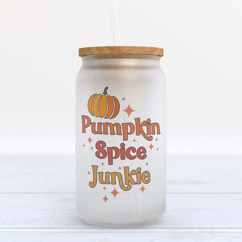 Pumpkin Spice Junkie Frosted Glass Can Tumbler