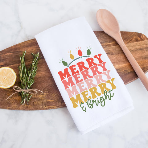 Merry and Bright Christmas Kitchen Towel