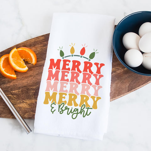 Merry and Bright Christmas Kitchen Towel