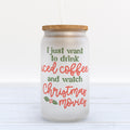 Iced Coffee and Christmas Movies Frosted Glass Can Tumbler