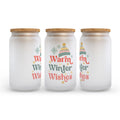 Warm Winter Wishes Retro Christmas Frosted Glass Can Tumbler