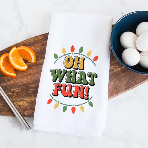 Oh What Fun Retro Christmas Kitchen Towel