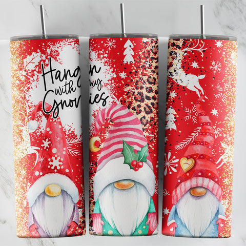 Hanging with My Gnomies Christmas Insulated Skinny Tumbler
