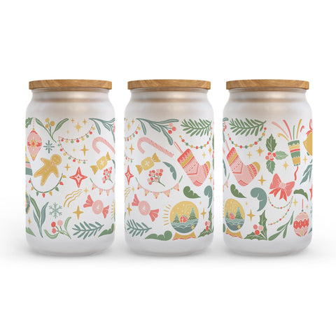 Retro Christmas Frosted Glass Can Tumbler