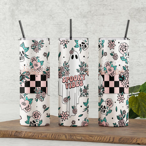 Spooky Vibes Halloween Insulated Skinny Tumbler