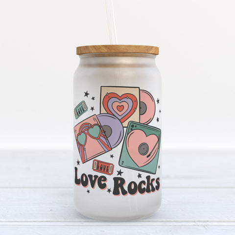 Love Rocks Valentine's Day Frosted Glass Can Tumbler