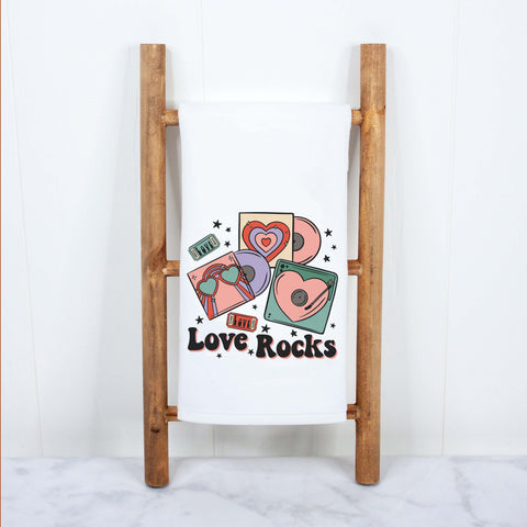 Love Rocks Retro Valentine's Day Kitchen Towel