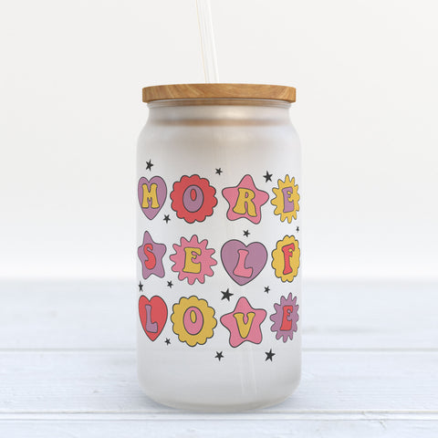 More Self Love Frosted Glass Can Tumbler