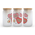 Love More Worry Less Valentine's Day Frosted Glass Can Tumbler