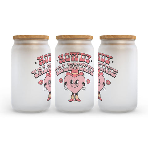 Howdy Valentine Frosted Glass Can Tumbler