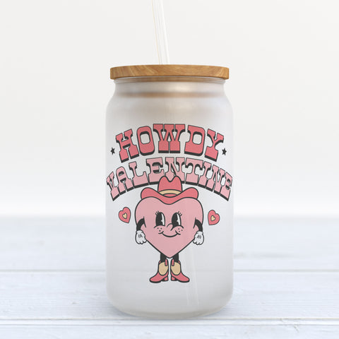Howdy Valentine Frosted Glass Can Tumbler