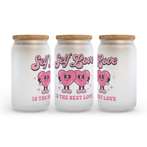Self Love is the Best Love Frosted Glass Can Tumbler
