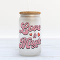 Love is Magic Valentine's Day Frosted Glass Can Tumbler