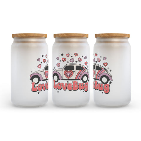 Love Bug Valentine's Day Frosted Glass Can Tumbler