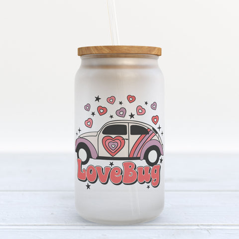 Love Bug Valentine's Day Frosted Glass Can Tumbler