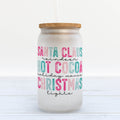 Santa Claus Hot Cocoa Christmas Frosted Glass Can Tumbler