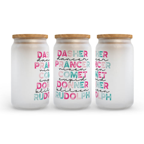 Reindeer Christmas Frosted Glass Can Tumbler