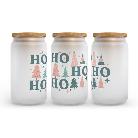 Ho Ho Ho Christmas Frosted Glass Can Tumbler