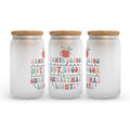 Santa Hot Cocoa Christmas Lights Frosted Glass Can Tumbler