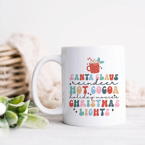 Santa Claus, Hot Cocoa, Christmas Lights Mug
