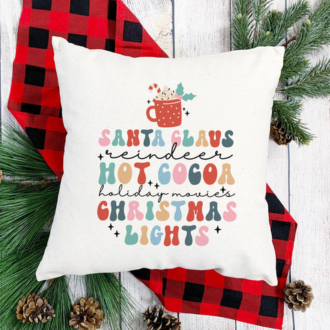 Santa Claus Hot Cocoa Christmas Lights Pillow Cover