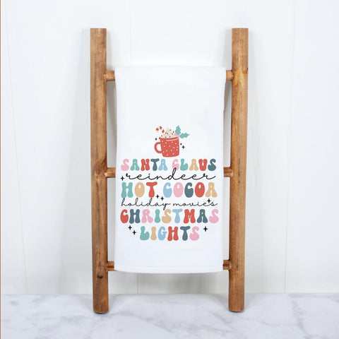 Santa Claus Hot Cocoa Christmas Lights Kitchen Towel