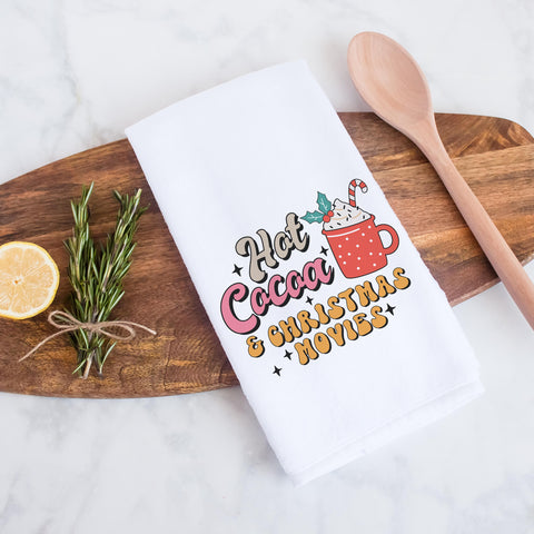 Hot Cocoa and Christmas Movies Kitchen Towel