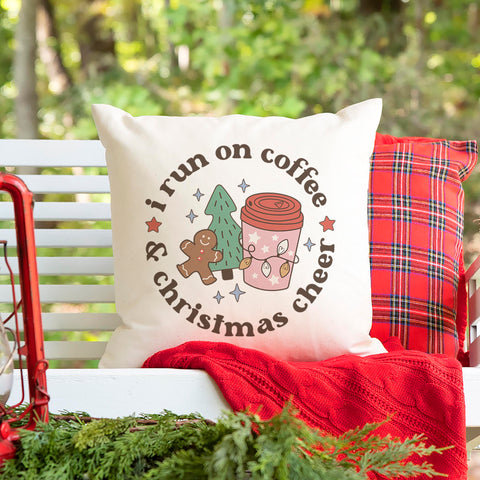 I Run On Coffee and Christmas Cheer Pillow Cover