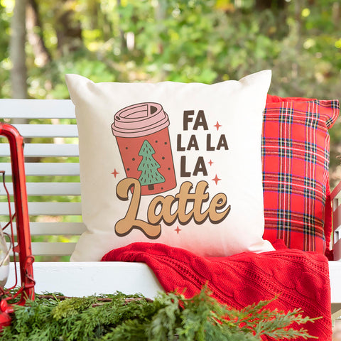 Fa La La La Latte Christmas Pillow Cover