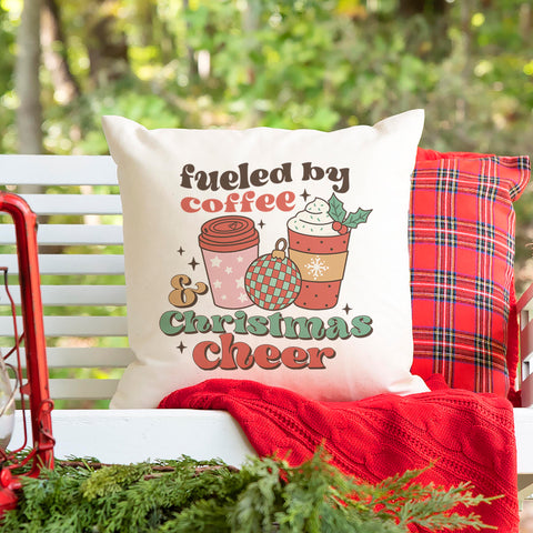 Fueled By Coffee and Christmas Cheer Pillow Cover