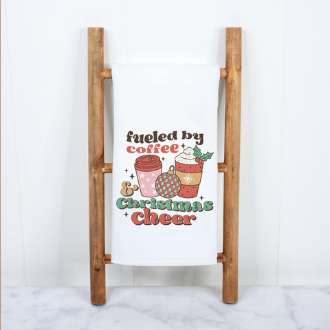 Fueled By Coffee and Christmas Cheer Kitchen Towel