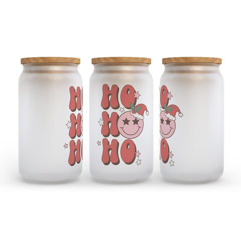 Ho Ho Ho Christmas Frosted Glass Can Tumbler