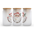 Groovy and Bright Retro Santa Christmas Frosted Glass Can Tumbler