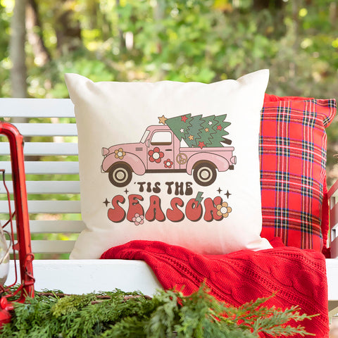 Tis the Season Retro Christmas Pillow Cover