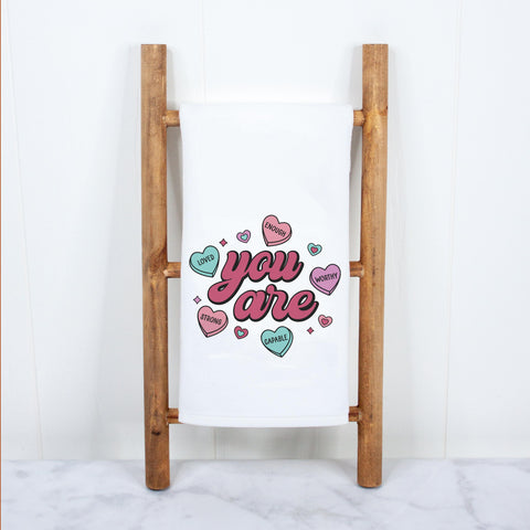 Candy Hearts Inspirational Kitchen Towel