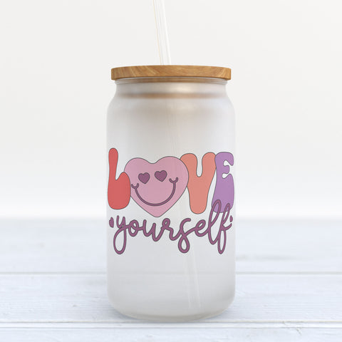 Love Yourself Frosted Glass Can Tumbler